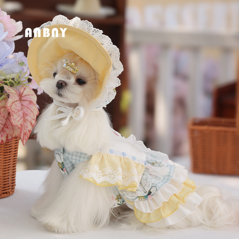 PawsCube - Spring and Autumn Pet Clothing Lolita Dog Skirt Small Dog High Quality Embroidered Dog Clothing